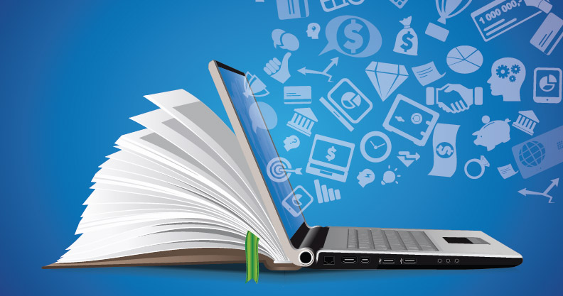laptop with learning icons