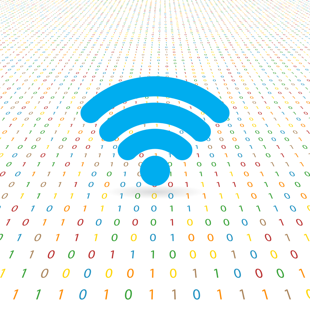 Symbol of network wifi on a digital background.